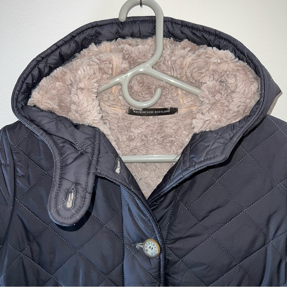 Olive green Mackintosh down jacket with sherpa lining size 36 made in Scotland - Picture 4 of 10